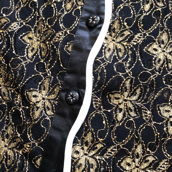 Black and Gold Lace Button Down Blouse - Picture 5 of 7